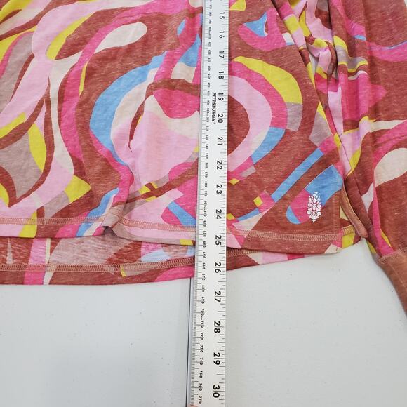 Free People Movement Shirt Large Multicolor Abstract Swirl V Neck Long Sleeve - Picture 5 of 9